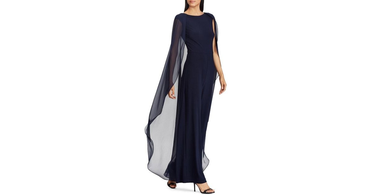 ralph lauren chiffon cape overlay jumpsuit