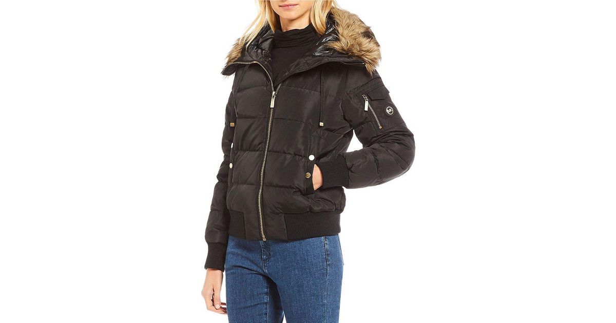michael kors fur trimmed bomber jacket