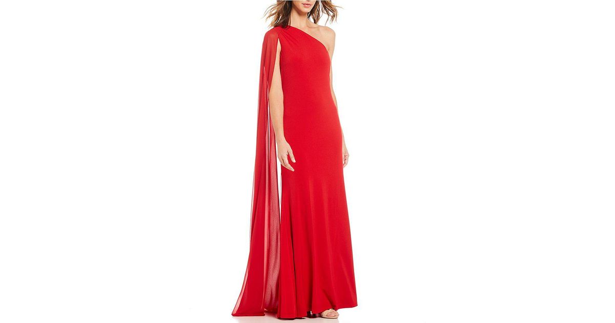 calvin klein red one shoulder dress