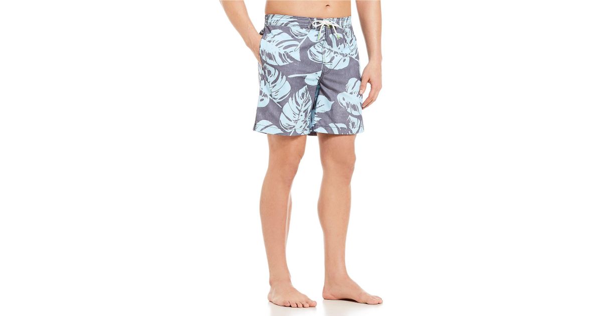 Tropical Floral with Macaw Parrots Hibiscus and Palm Leaves Mens Swim Trunks Board Beachwear Casual Beach Shorts for Men