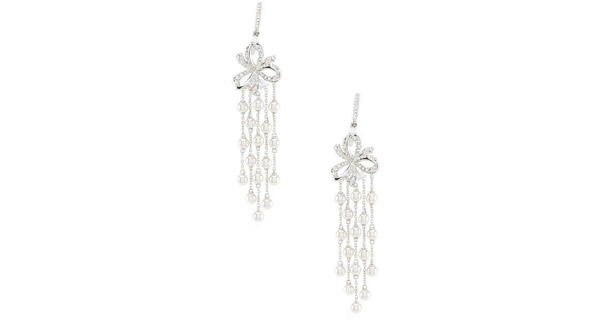 Lyst Nadri Marion Bow Pearl Chandelier Earrings In White