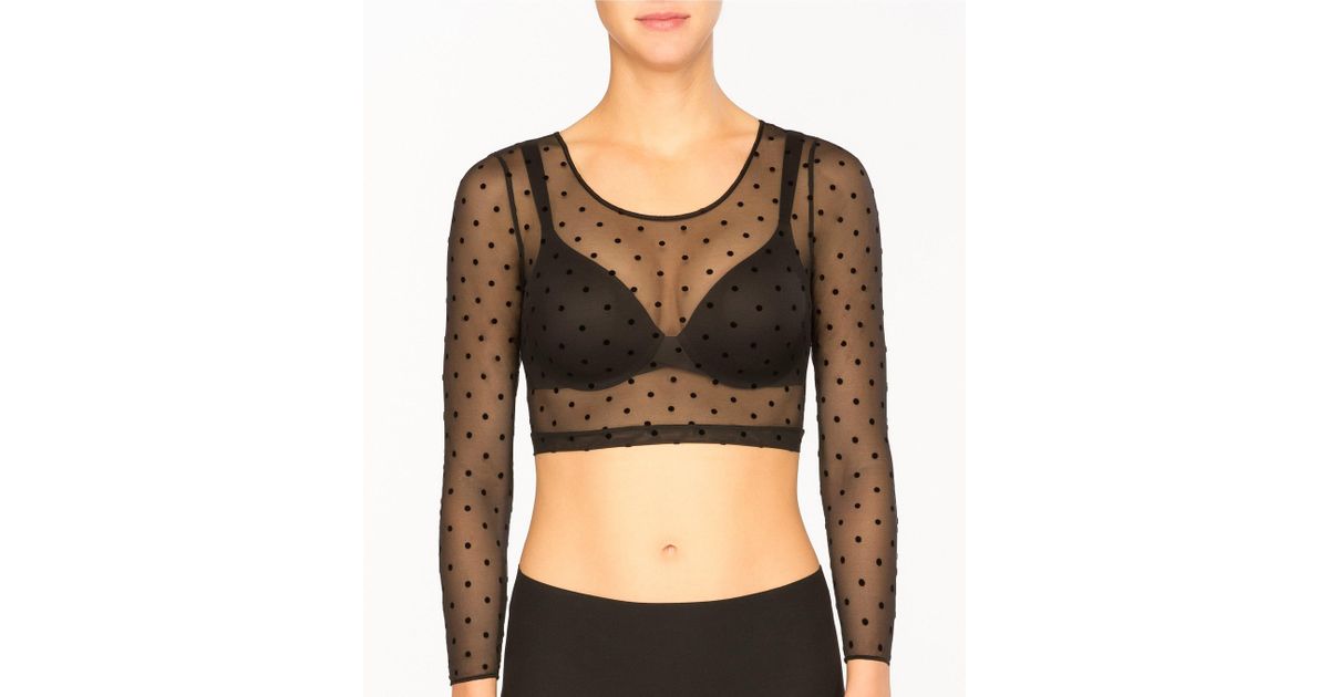spanx sheer fashion long sleeve crop top