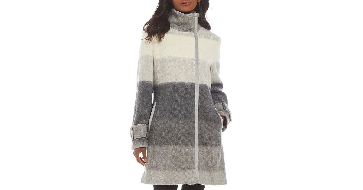 calvin klein women's asymmetrical boucle wool coat