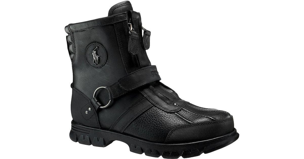 mens polo boots black