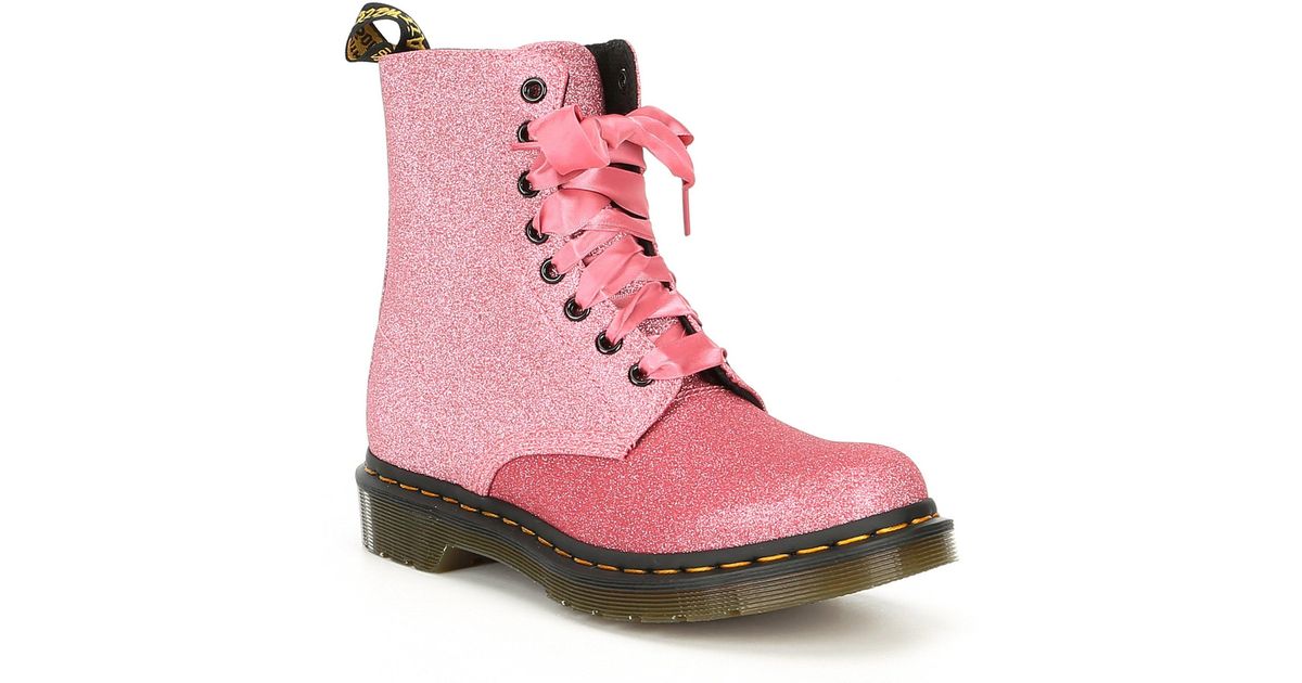 1460 pascal pink glitter boots