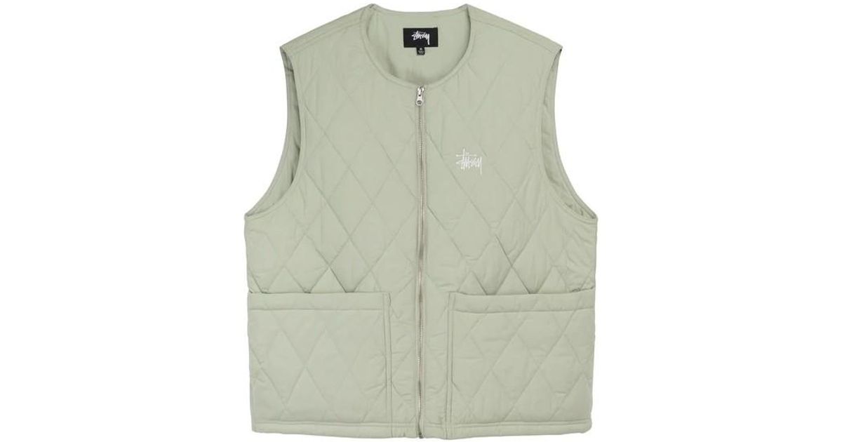 Stussy Synthetic Quilted Vest in Green for Men Lyst