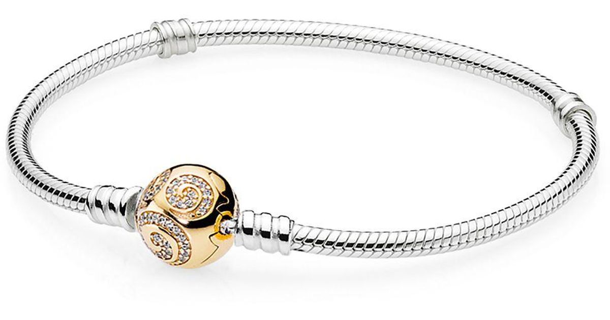 PANDORA Mickey Mouse Golden Swirl Bracelet in Metallic Lyst