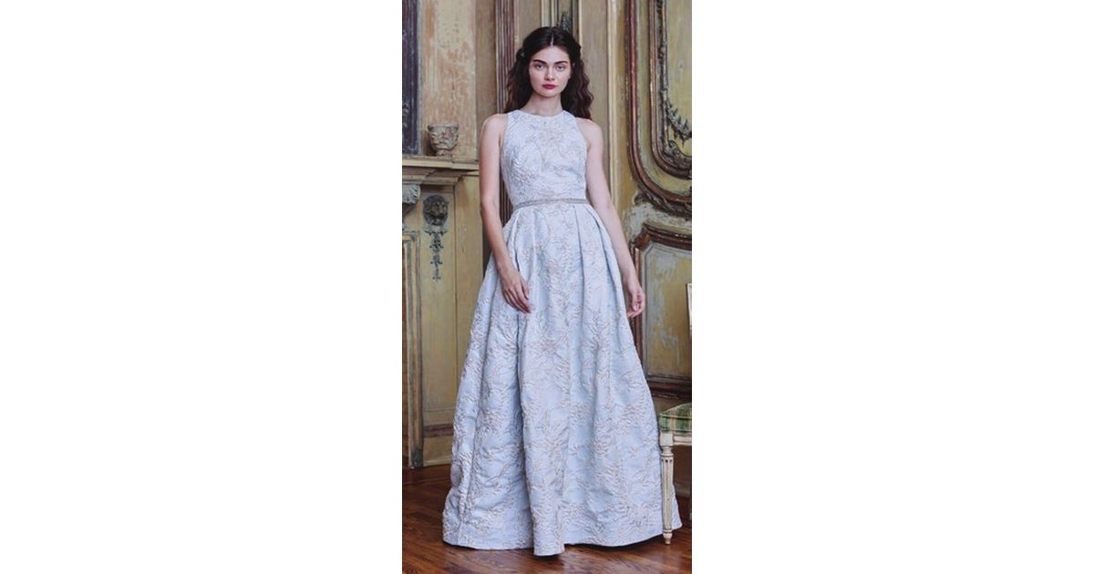 theia beaded brocade gown