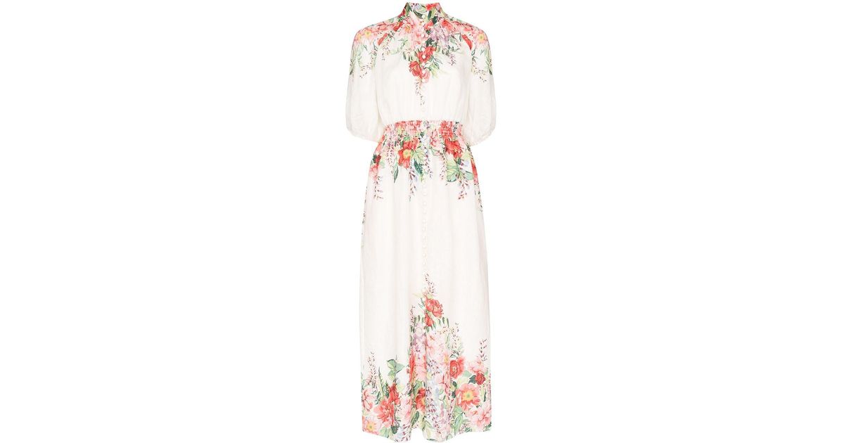 Vestito lungo a fiori di Zimmermann in Bianco | Lyst