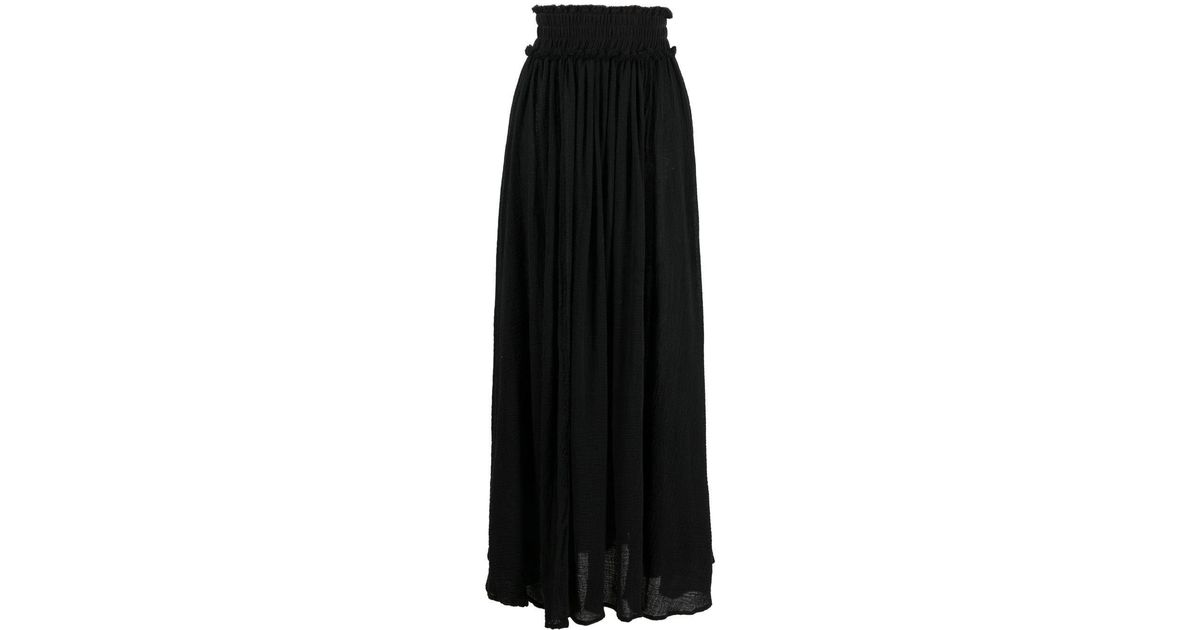 Caravana Black Smocked-waist Side-slit Skirt | Lyst