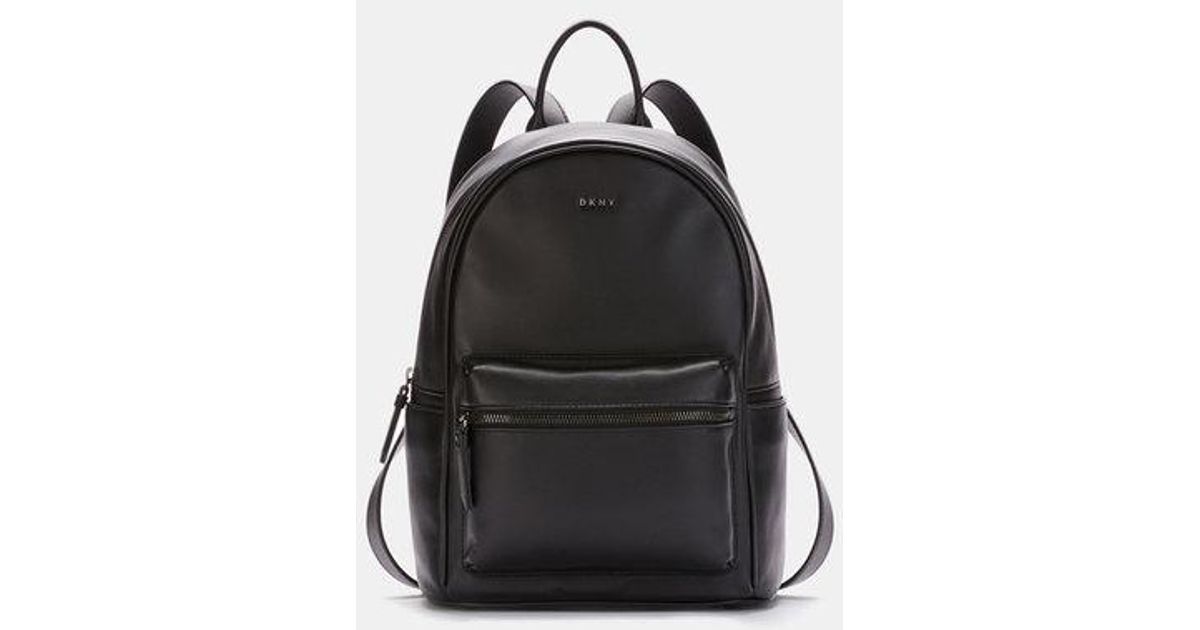 dkny black leather backpack