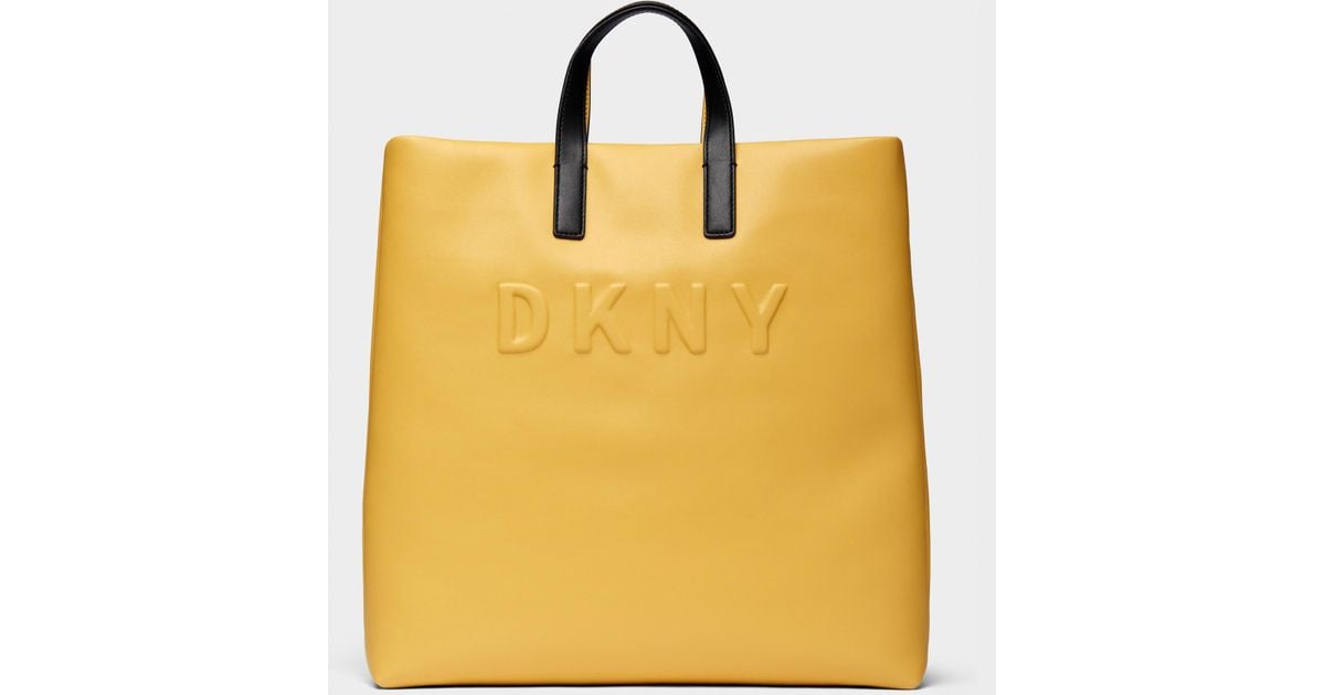 DKNY Tilly Debossed Logo Large Tote in Yellow Lyst