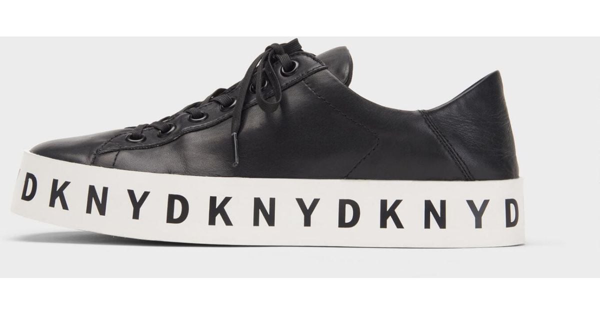 DKNY Banson Leather Sneaker in Black - Lyst