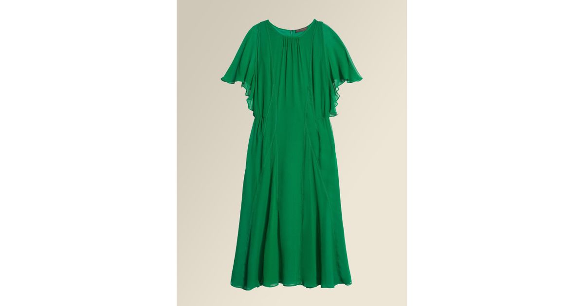 green flutter sleeve dress