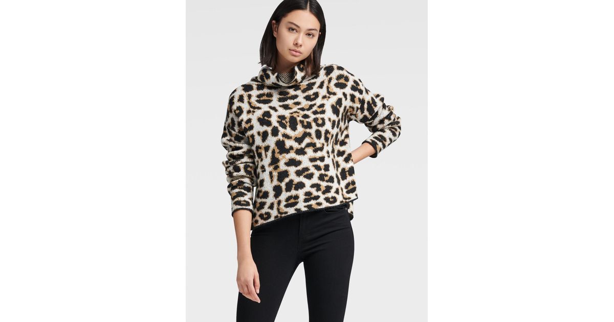 dkny leopard turtleneck