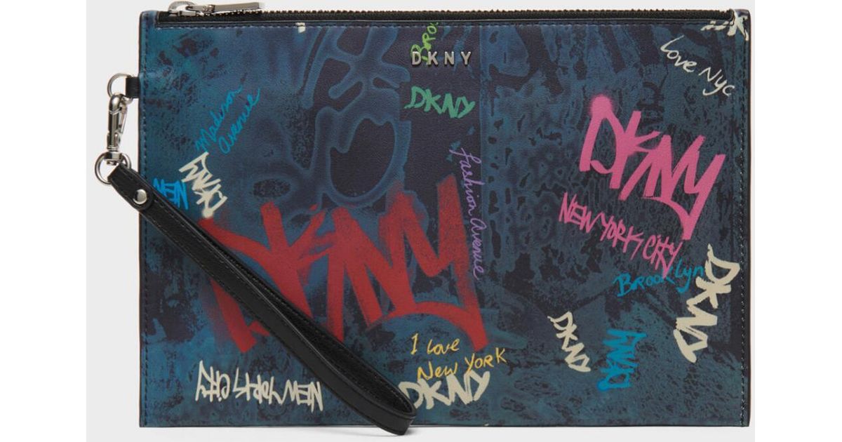 dkny graffiti clutch