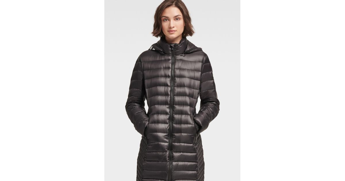 dkny long down coat