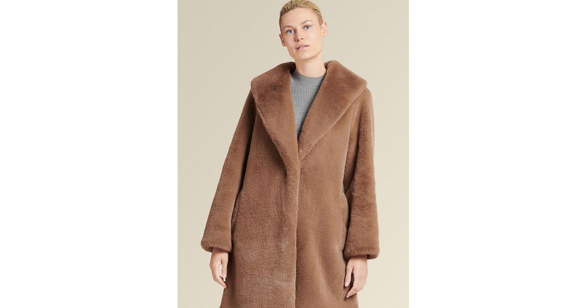 DKNY Faux Fox Coat in Chestnut (Brown) - Lyst