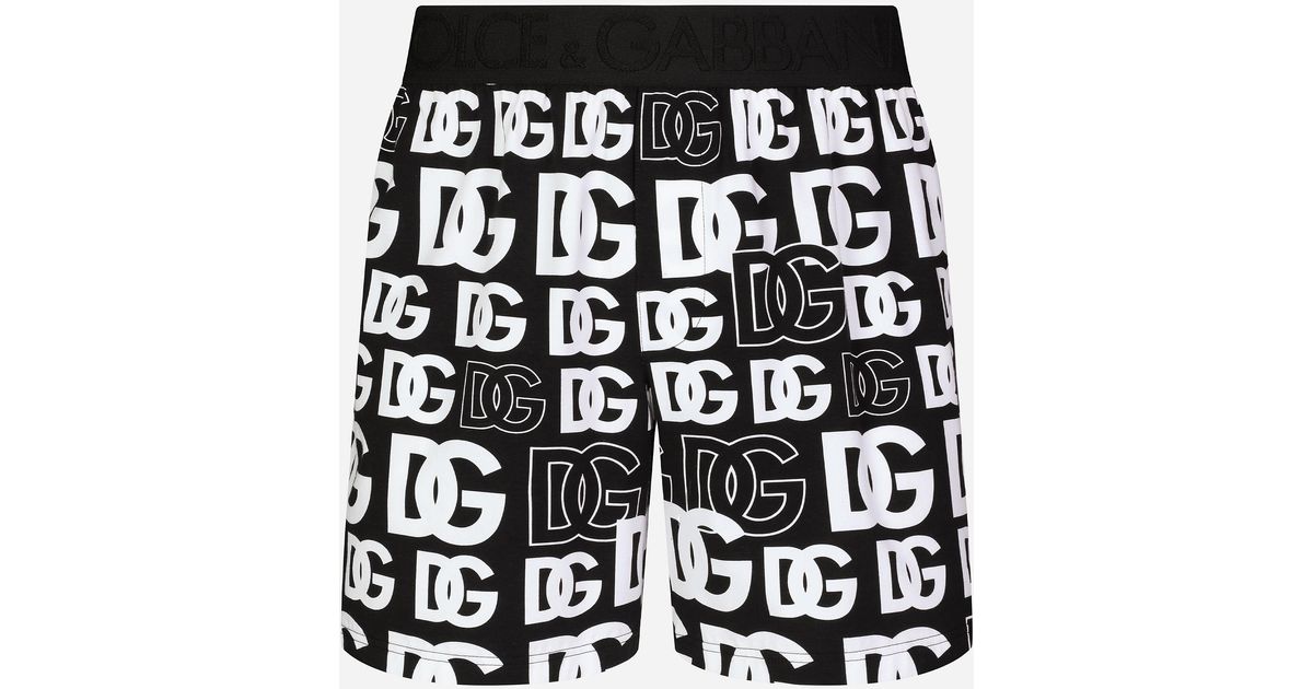 Dolce & Gabbana Cotton Two-way Stretch Jersey Shorts With Dg Logo in