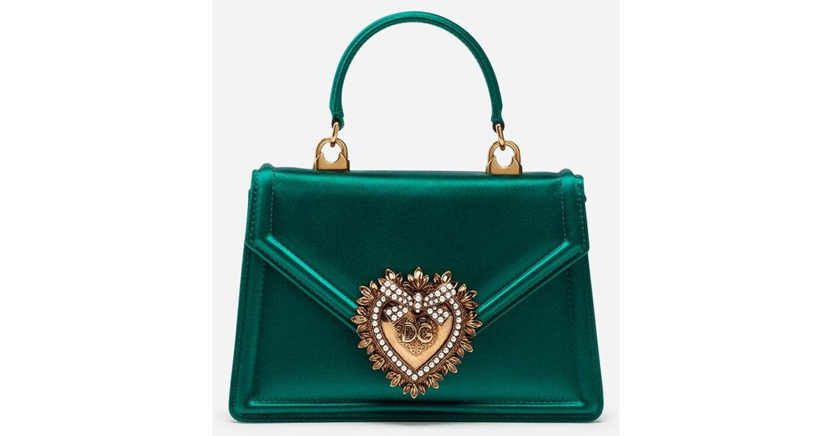 Dolce & Gabbana Mini Quilted Leather Devotion Bag In Green