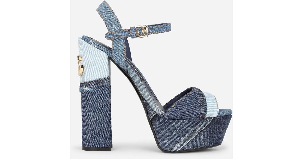 Dolce & Gabbana Patchwork Denim Platform Sandals in Blue Lyst UK