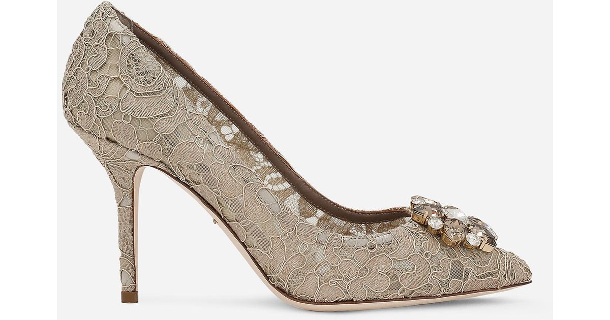 Dolce & Gabbana レインボー パンプス レース ブローチ ホワイト