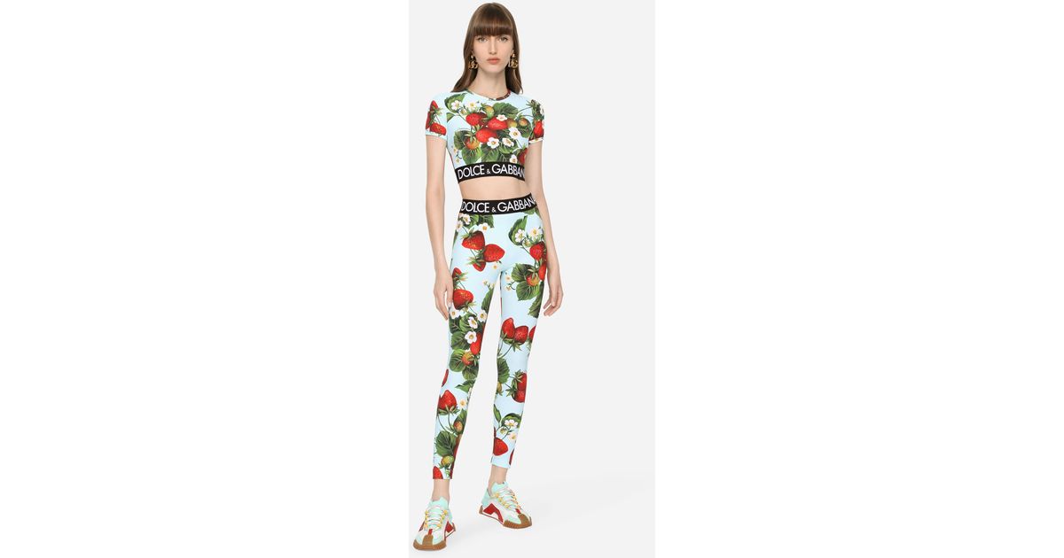 Dolce & Gabbana Strawberry-print Technical Jersey leggings in White