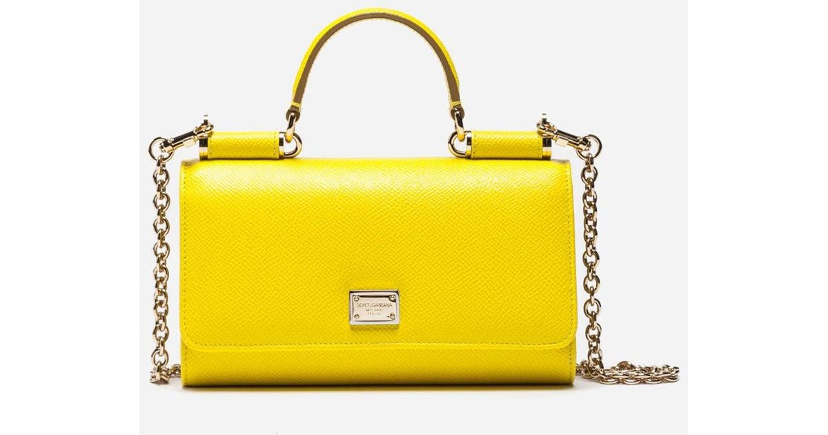 Dolce Gabbana Yellow Dauphine Leather Mini Von Bag Dolce Gabbana Yellow Dauphine Leather Mini Von Bag