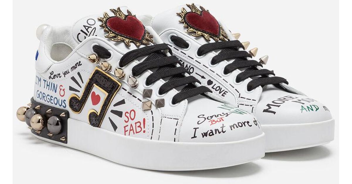 portofino sneakers in printed nappa calfskin with patch
