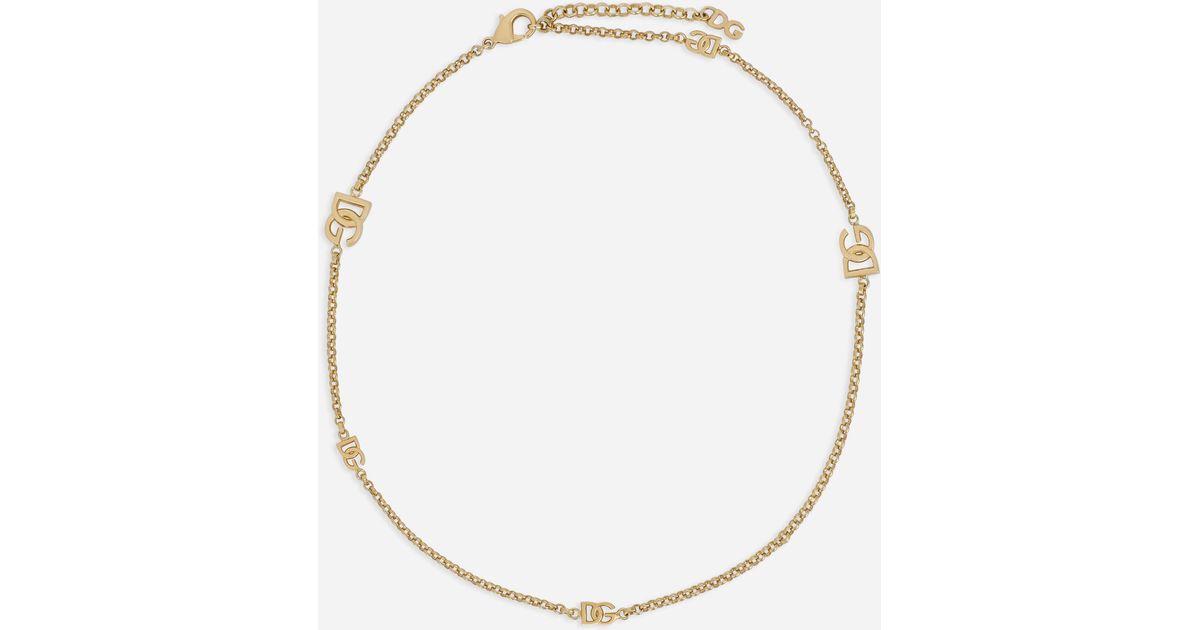Dolce & Gabbana Fine Chain Necklace With Dg Logos in Gold (Natural) Lyst Canada