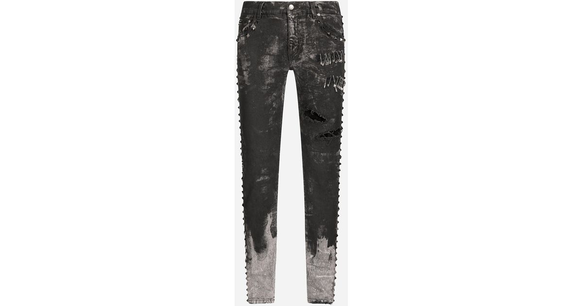 Dolce & Gabbana Skinny Stretch Jeans With Studs And Safety Pins for Men |  Lyst