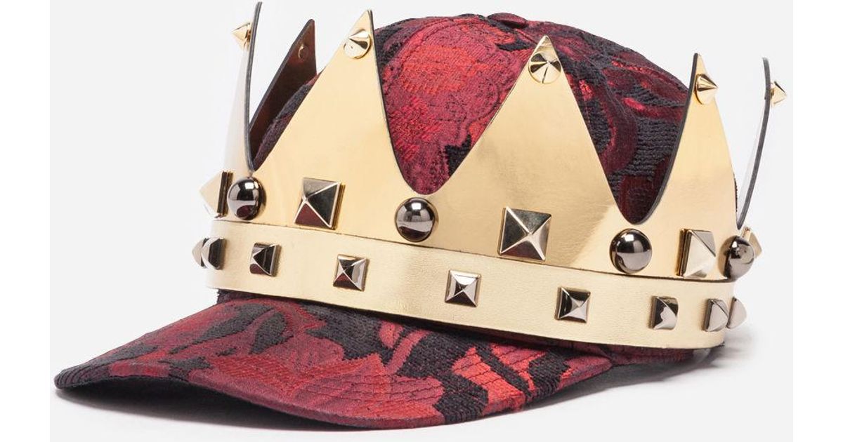 Dolce & Gabbana Jacquard Baseball Cap With Crown in Red for Men | Lyst