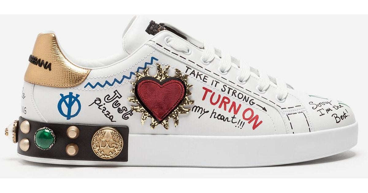 portofino sneakers in printed nappa calfskin with patch