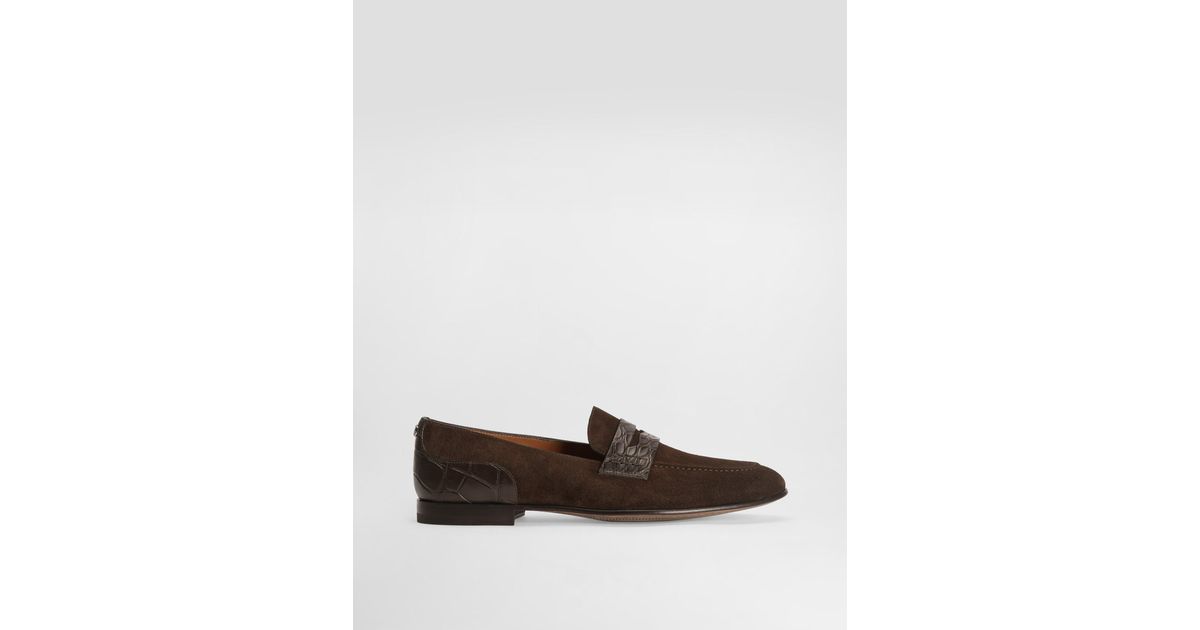Alagator Slippers Dolce & Gabbana Split Calfskin And Alligator Slippers in White for Men ...