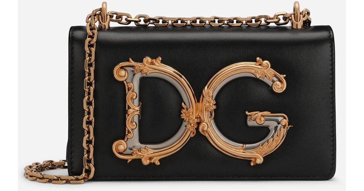 Dolce & Gabbana Dg Girls Phone Bag In Plain Calfskin in Black | Lyst