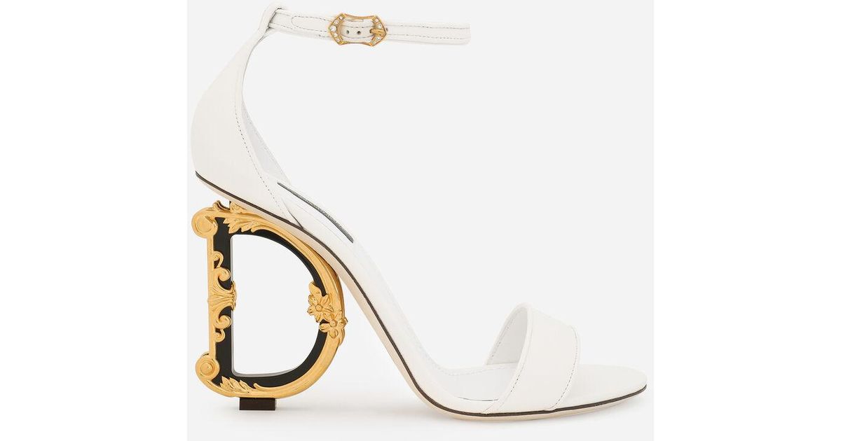 nappa leather sandals with baroque d&g heel