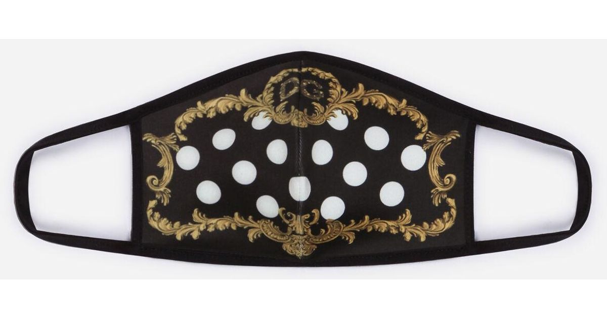 Dolce & Gabbana Neoprene Face Mask With Baroque And Polka-dot Print in ...