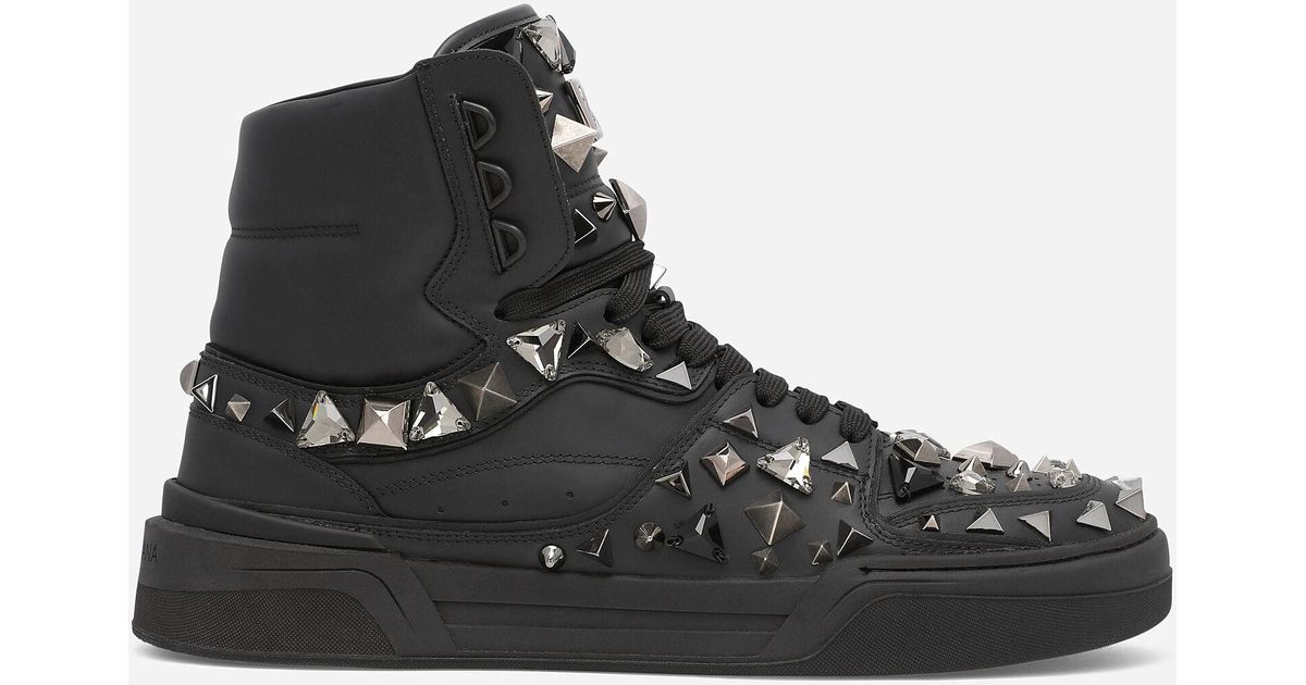 Dolce & Gabbana Leather Calfskin Nappa New Roma Mid-top Sneakers With