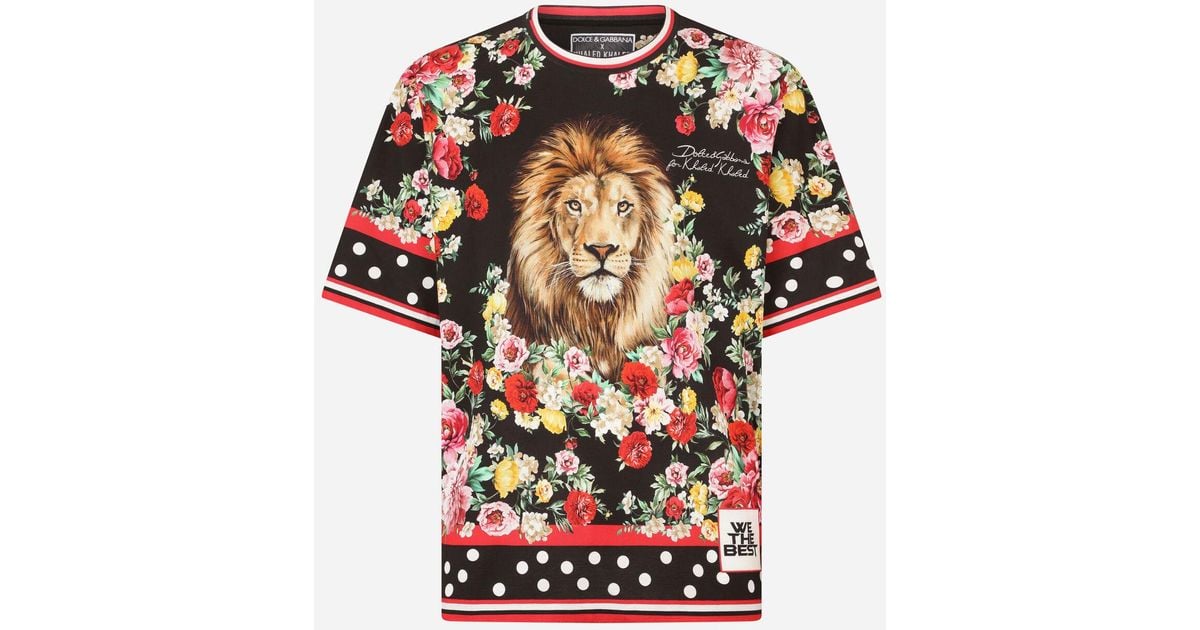 Dolce & Gabbana Cotton T-shirt With Lion Mix Print for Men | Lyst