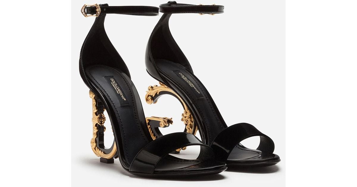 nappa leather sandals with baroque d&g heel