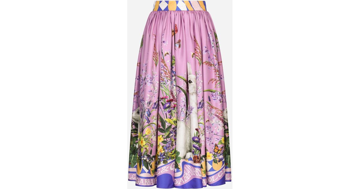 Dolce & Gabbana Rabbitprint Silk Pencil Skirt in Pink Lyst