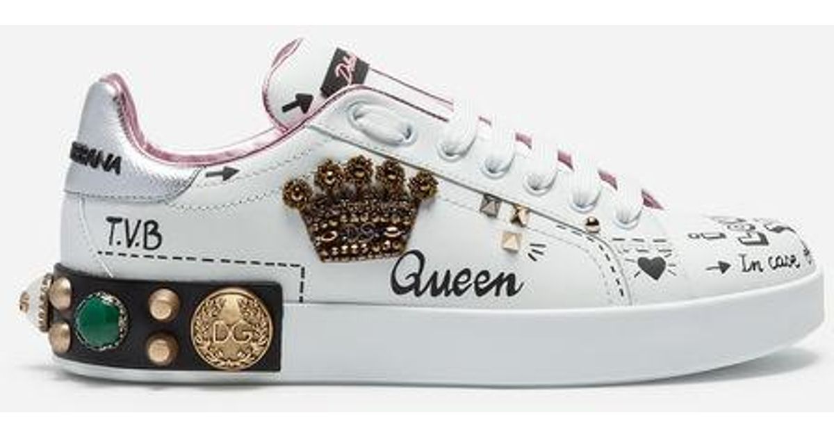 dolce gabbana printed calfskin portofino sneakers
