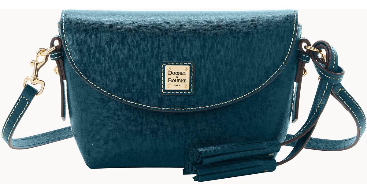 Dooney & Bourke Leather Saffiano Crossbody Saddle Bag in Deep Teal