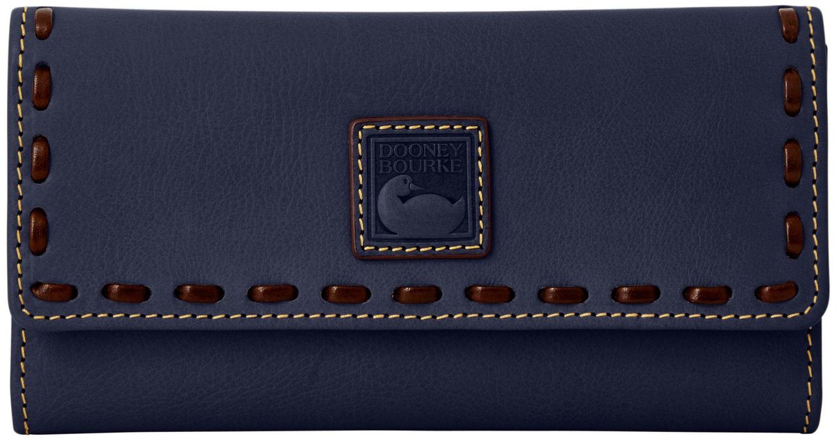 Dooney & Bourke Leather Florentine Checkbook Organizer in Navy (Blue