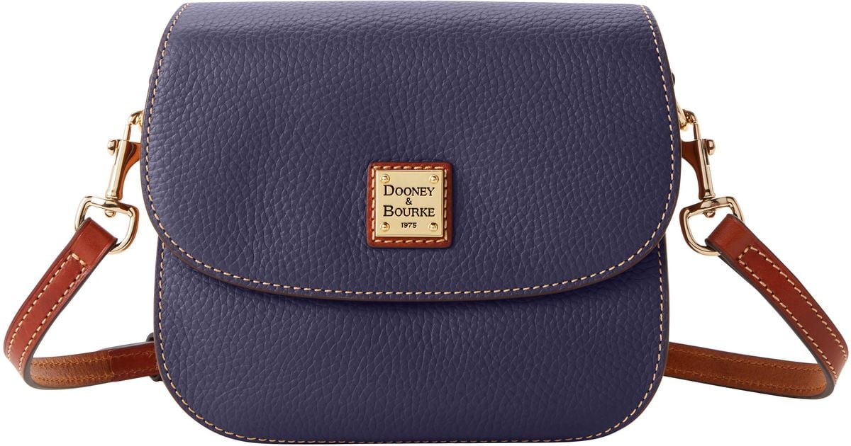 Dooney & Bourke Leather Pebble Grain Saddle Crossbody in Midnight Blue
