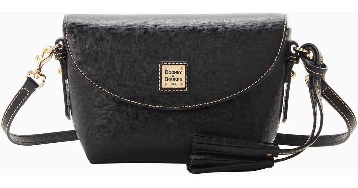 Dooney & Bourke Leather Saffiano Crossbody Saddle Bag in Black Lyst