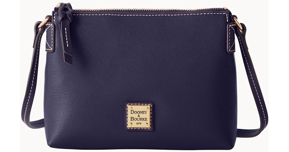 Dooney & Bourke Leather Saffiano Crossbody Pouchette in Marine (Blue