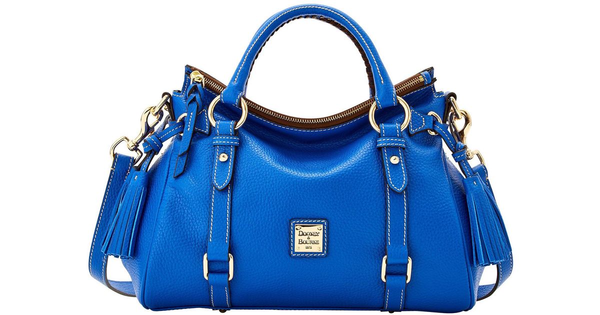 Dooney & Bourke Leather Pebble Grain Small Satchel in French Blue (Blue