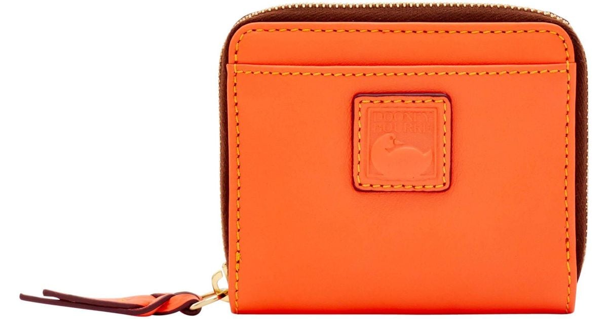 Dooney & Bourke Leather Florentine Small Zip Around Wallet in Salmon