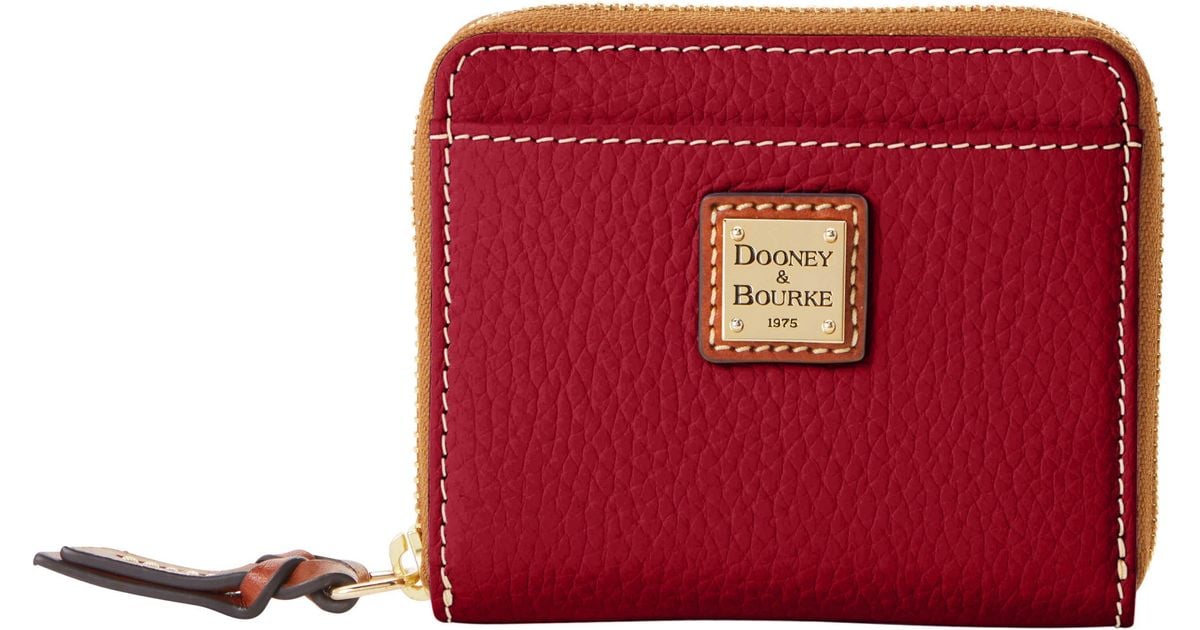 Dooney & Bourke Leather Pebble Grain Small Zip Around Wallet in Red Lyst